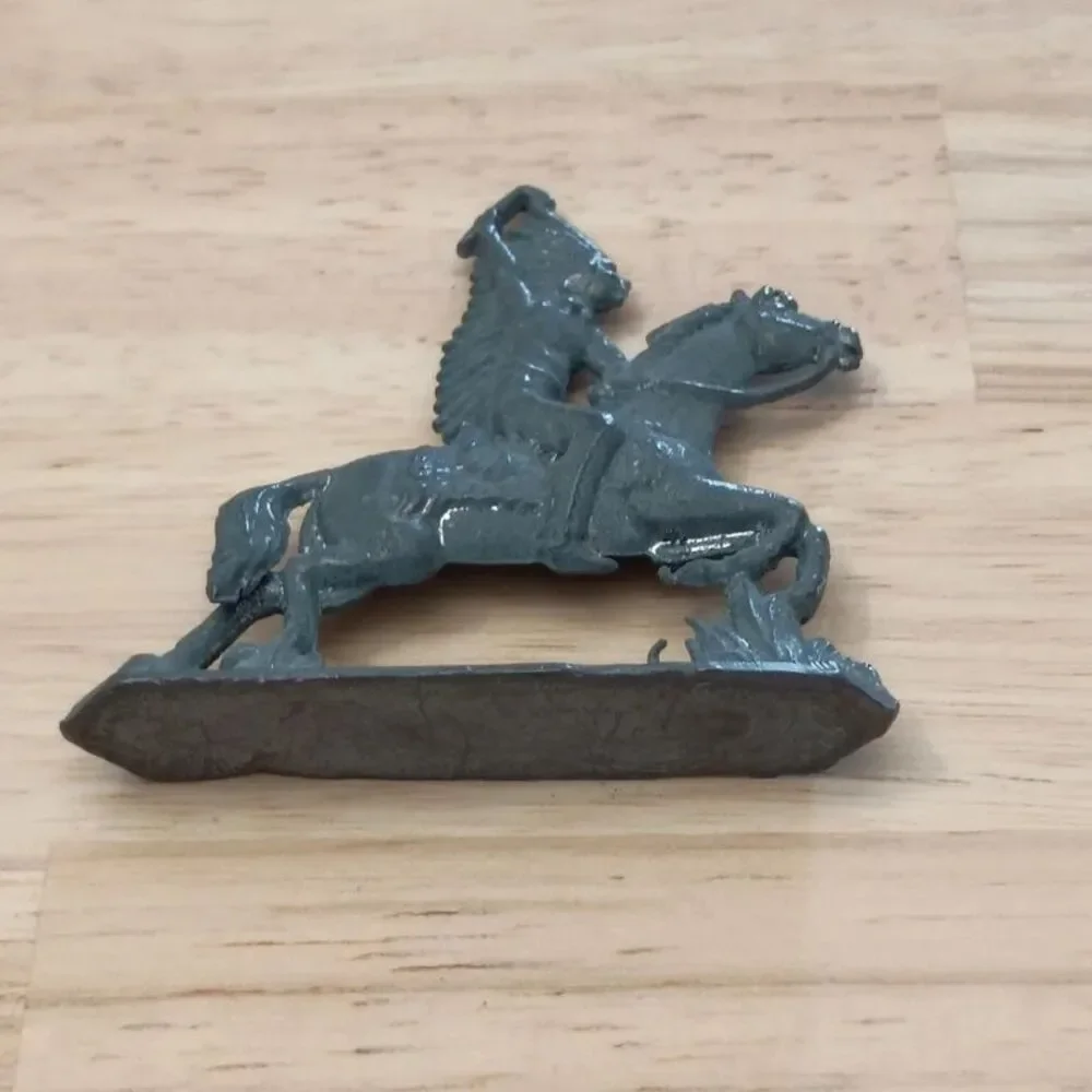 Vintage Metal Native American Indian on Horseback Figurine